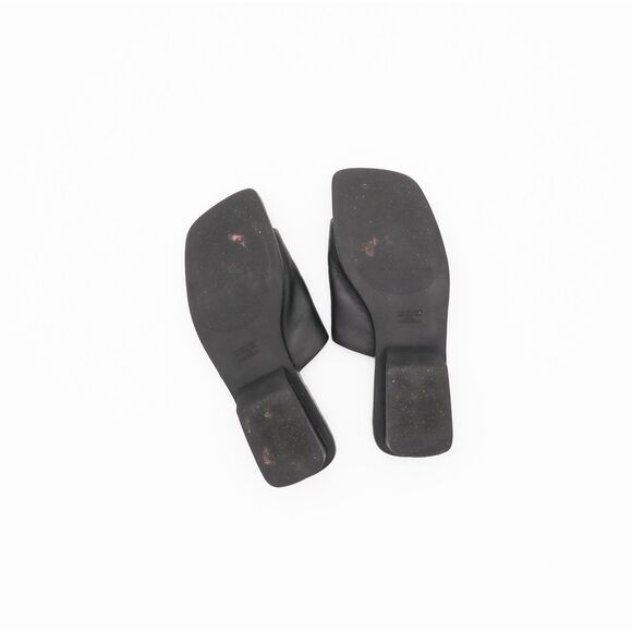 Y2k 90s Mossimo Black Leather Slides Slip-On Sandals Minimalist Size 8 - Picture 2 of 4